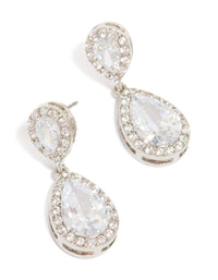 Silver Cubic Zirconia Angelina Drop Earrings - link has visual effect only