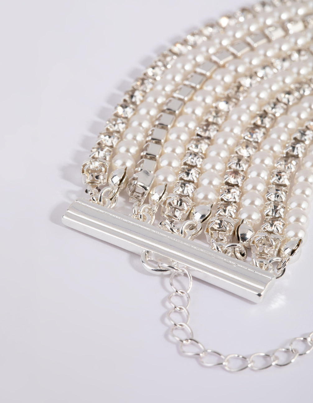 Silver Cup Chain Pearl Bracelet