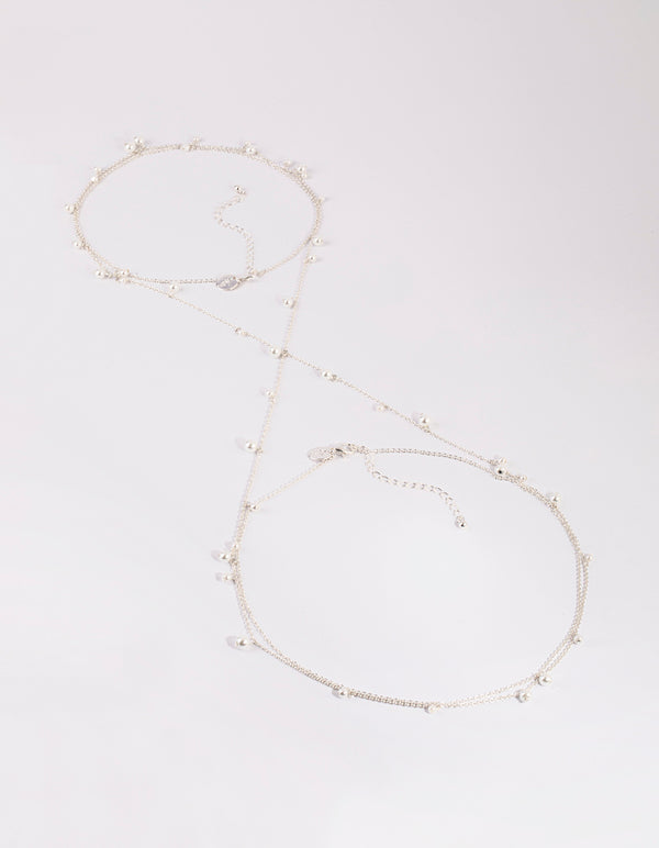 Silver Pearl Cluster Body Chain
