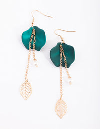 Green Leaf & Pearl Drop Earrings - link has visual effect only