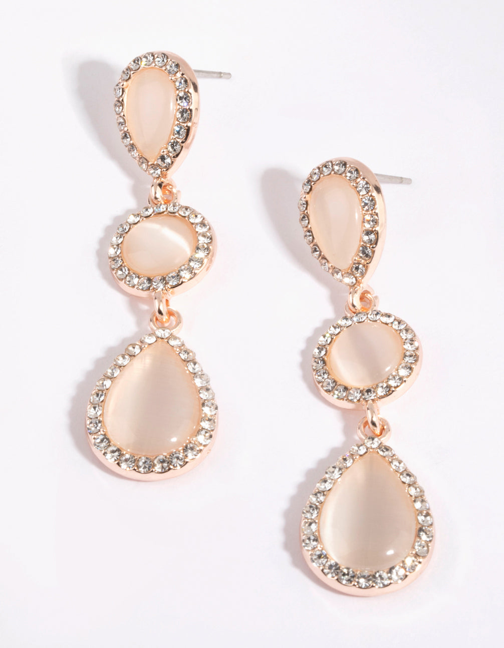 Rose Gold Teardrop Diamante Earrings