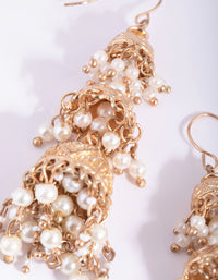 Gold Triple Bell Jhumka Earrings - link has visual effect only