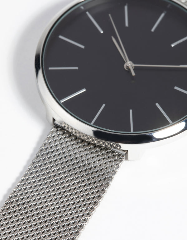 Silver Statement Face Mesh Watch