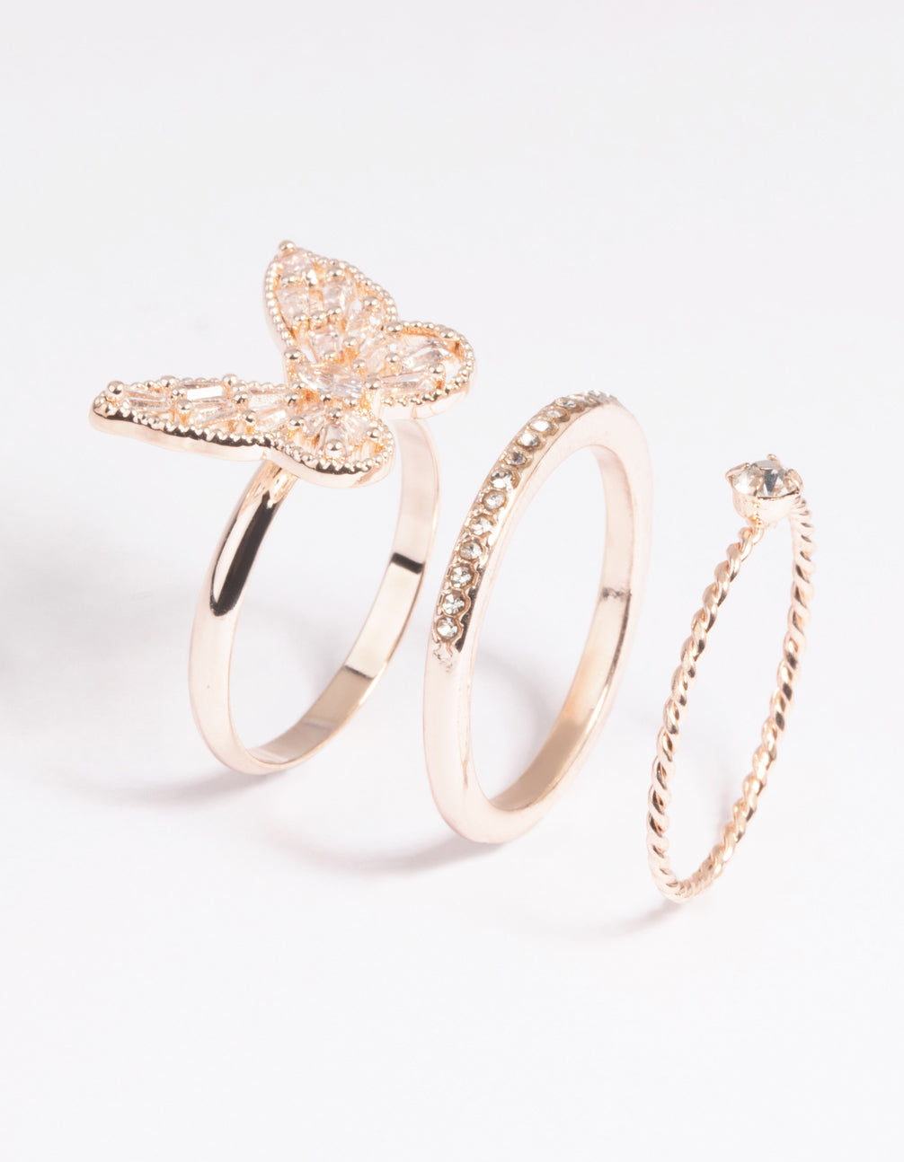 Rose Gold Butterfly Ring Pack