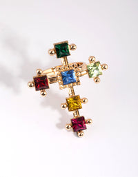 Gold Cross Ring with Jewels - link has visual effect only