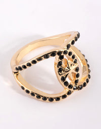 Gold & Black Diamante Ring - link has visual effect only