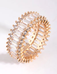 Gold Cubic Zirconia Baguette Ring - link has visual effect only