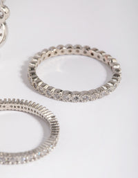 Silver Oval & Circle Cubic Zirconia Ring Pack - link has visual effect only