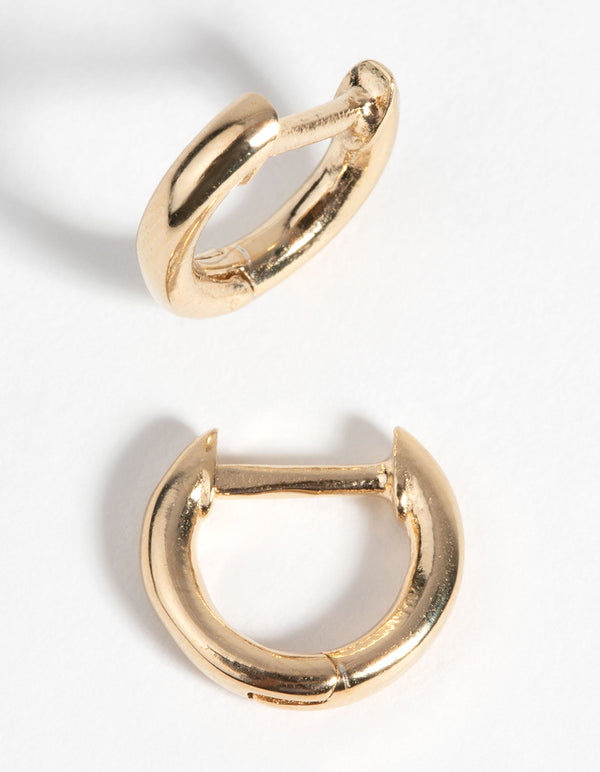 Gold Plated Sterling Silver Huggie Hoop Earrings