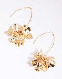 Gold Pearl & Flower Drop Earrings - link has visual effect only