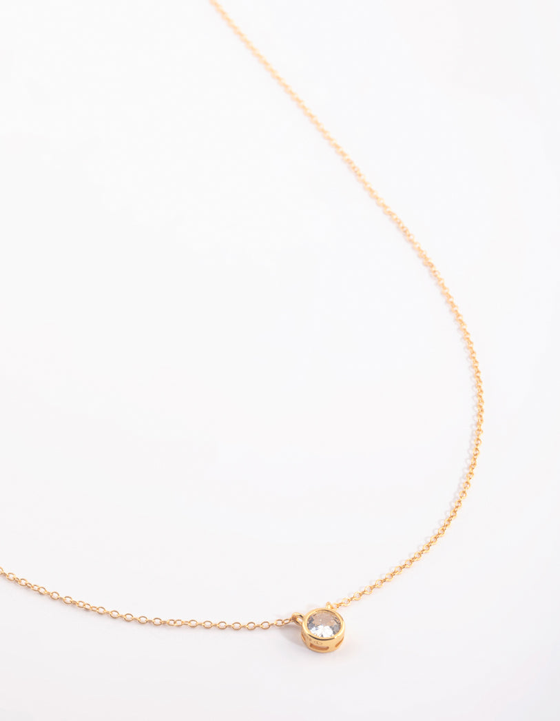 Gold Plated Bezel Pendant Necklace