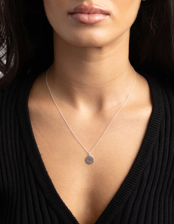 Sterling Silver Circular Stamp Necklace