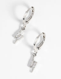 Silver Bolt Huggie Hoop Earrings - link has visual effect only
