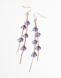 Gold & Lilac Flower Earrings - link has visual effect only