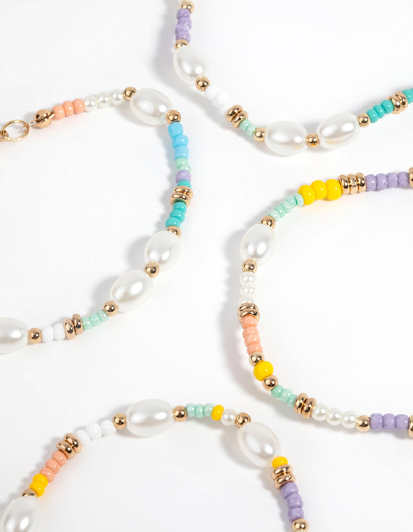 Gold Beaded Bracelet 4-Pack