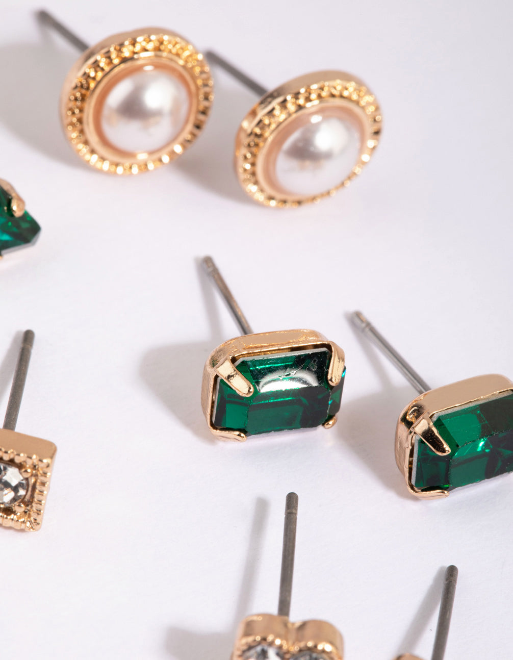 Gold Geometric Stud Earring 8-Pack