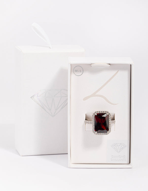 Ruby Diamond Simulant Halo Ring