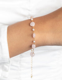 Gold Plated Bracelet with Rose Quartz - link has visual effect only