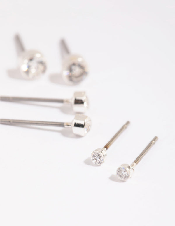 Silver Diamante Stud Pack
