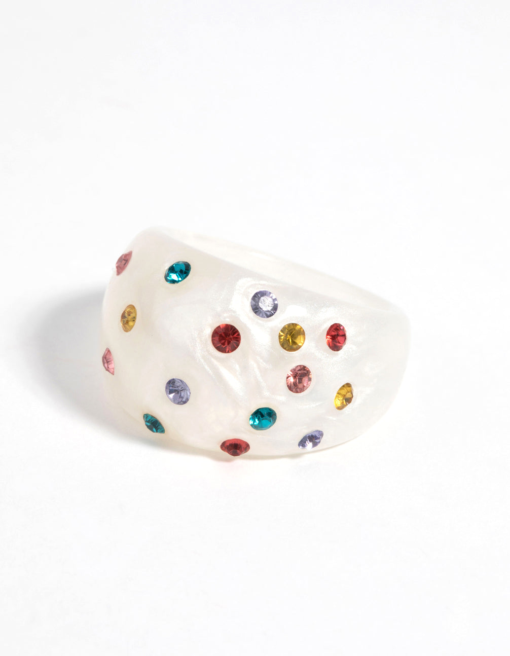 90s White Ring with Diamantes