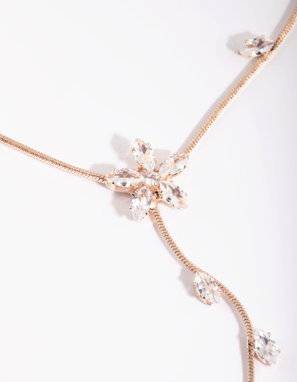 Rose Gold Cubic Zirconia Flower Vine Necklace