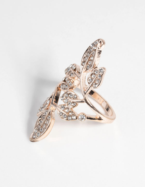 Rose Gold Diamante Petal Ring