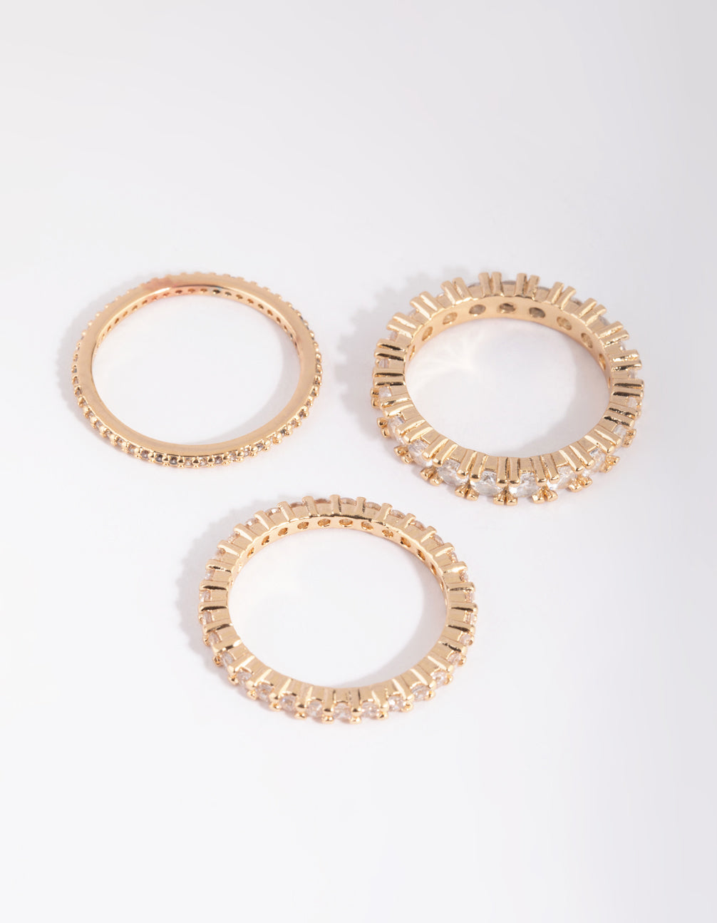 Gold Cubic Zirconia Triple Band Ring