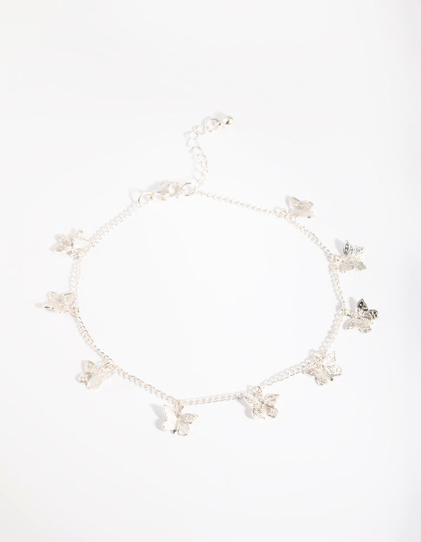 Silver Butterfly Chain Anklet