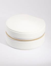 White Faux Leather Mirror Travel Jewellery Box - link has visual effect only