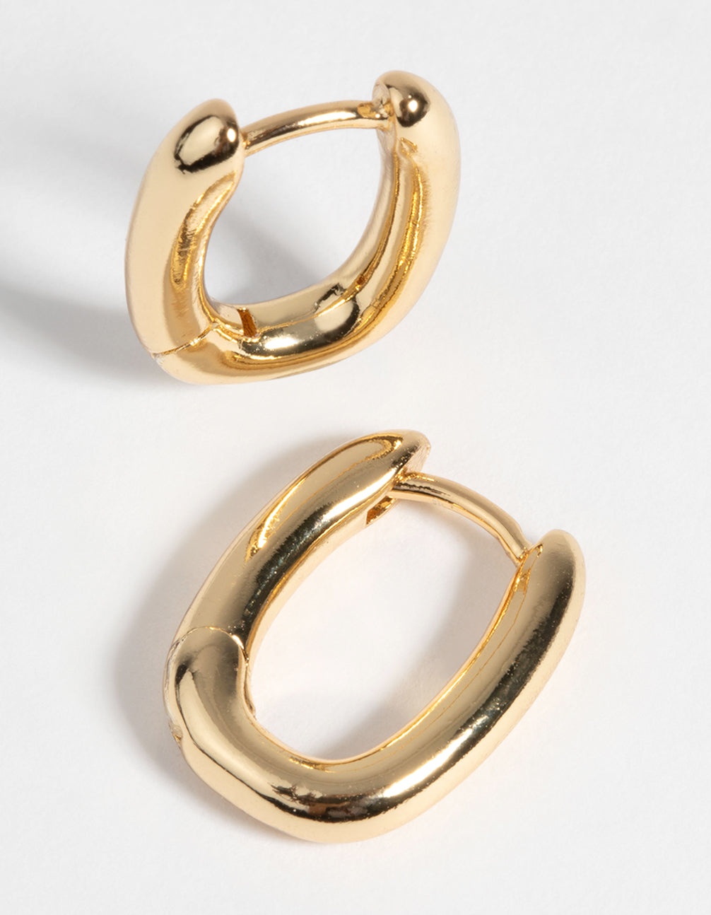 Gold Plated Oval Huggie Hoop Earrings