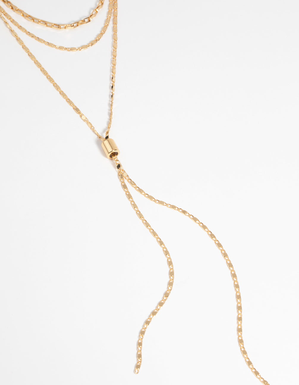 Gold Plated Layered Lariat Necklace