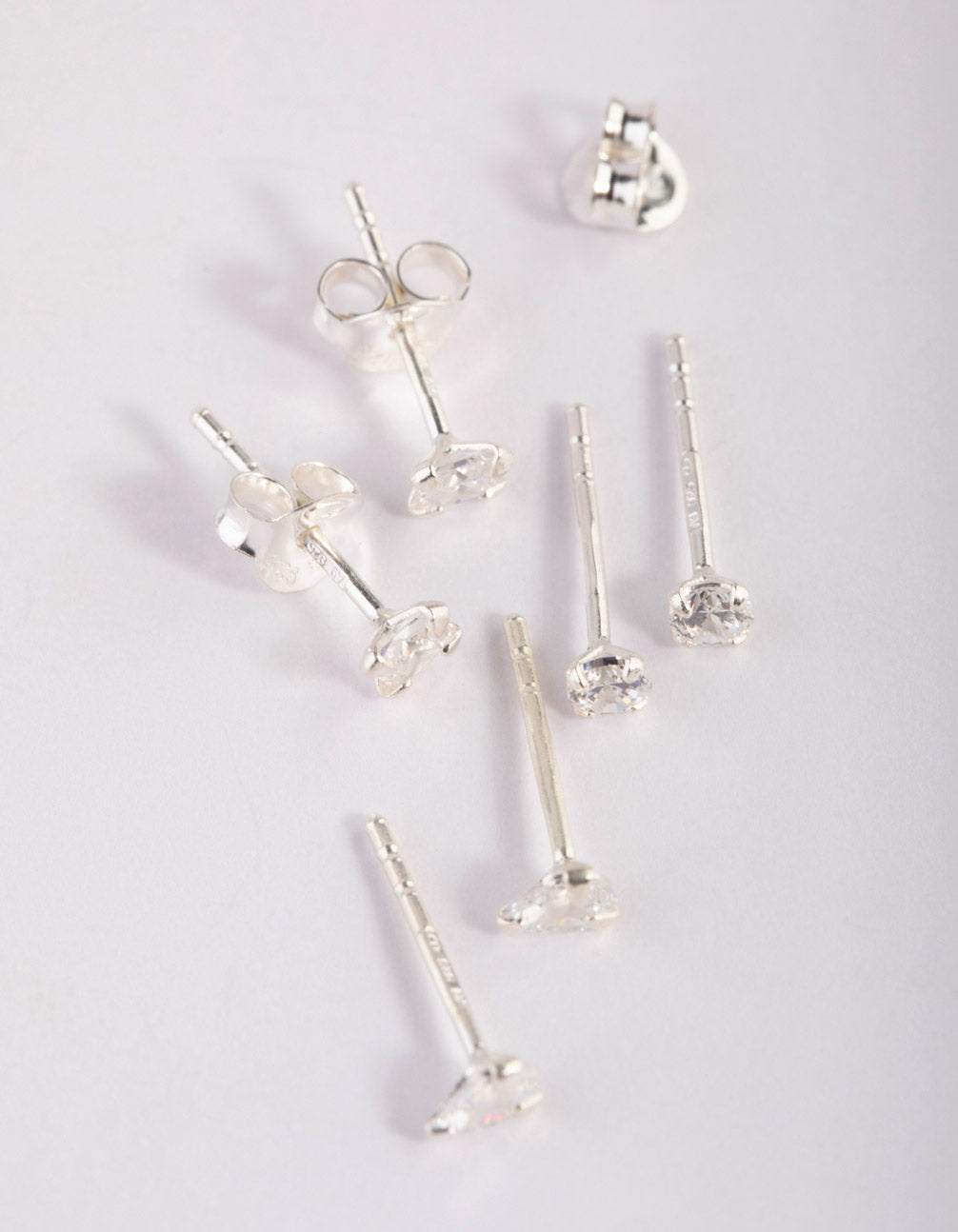 Sterling Silver Cubic Zirconia Stud Earring Pack