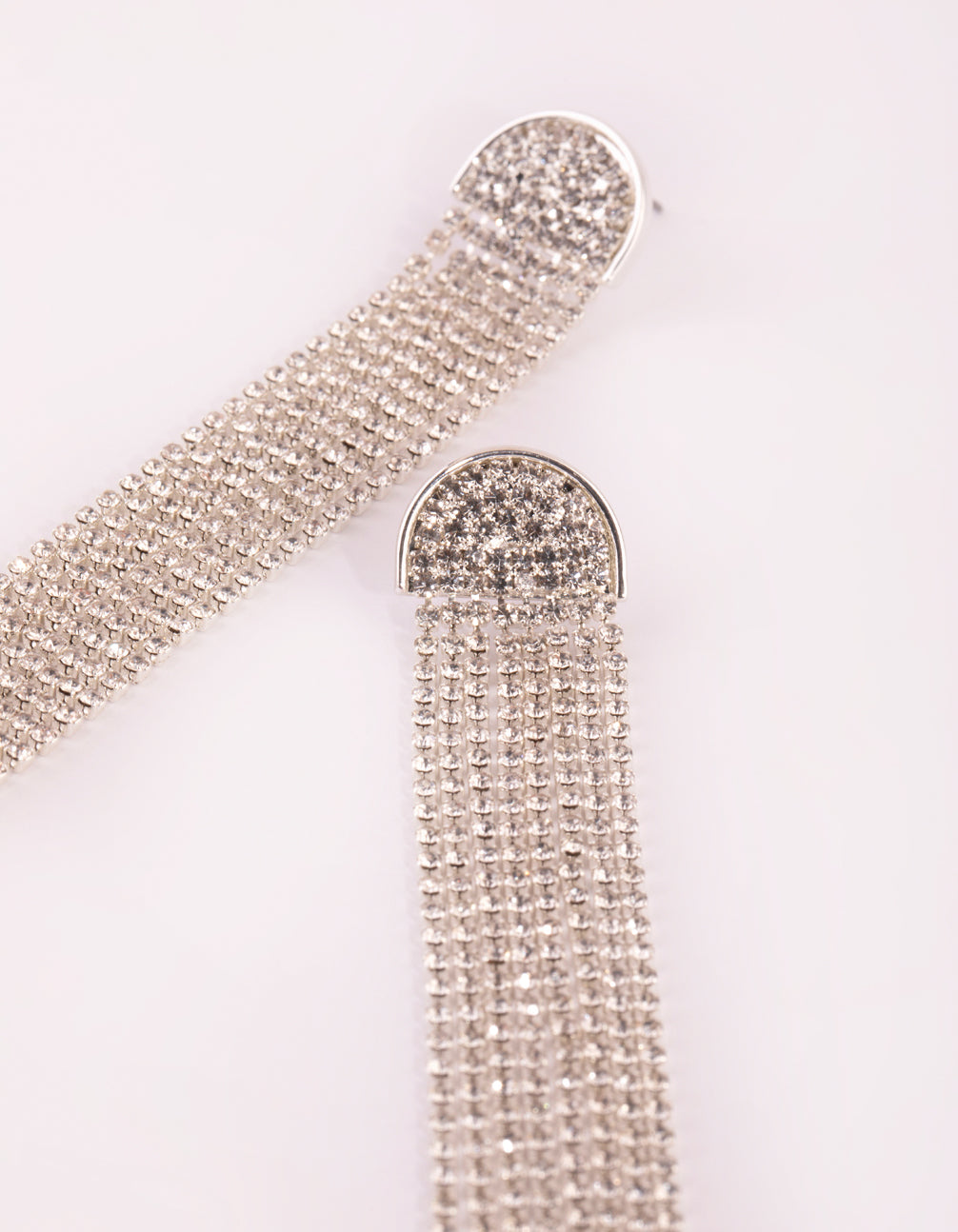 Silver Waterfall Diamante Drop Earrings