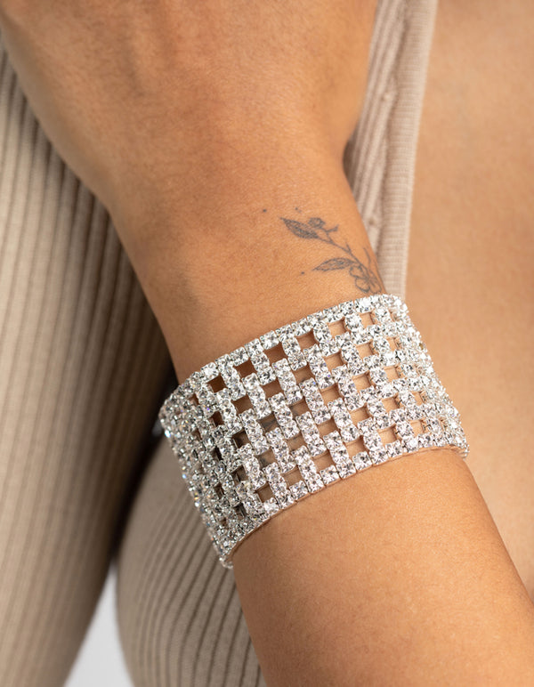 Silver Diamante Mesh Bracelet