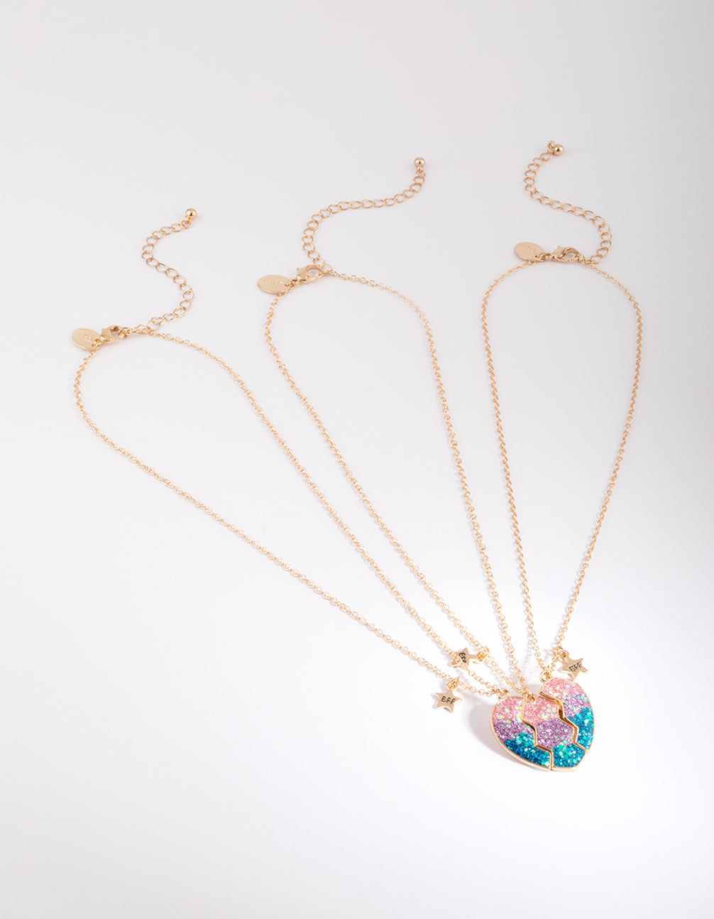 Kids Glitter Heart Best Friend Necklace Pack