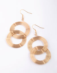 Gold Linked Coil Drop Earrings - link has visual effect only