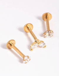 Gold Plated Titanium Cubic Zirconia Flat Back Pack - link has visual effect only