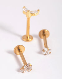 Gold Plated Titanium Cubic Zirconia Flat Back Pack - link has visual effect only