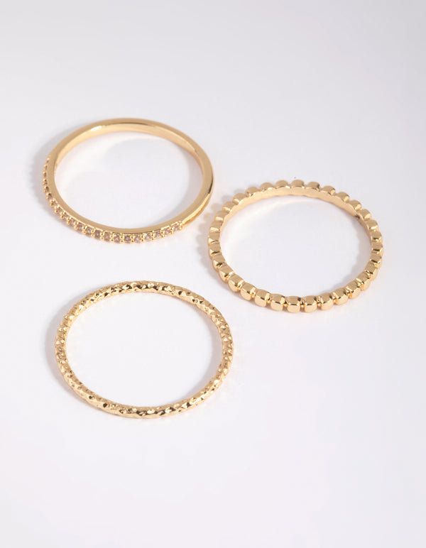 Gold Diamante Ring Stack Pack