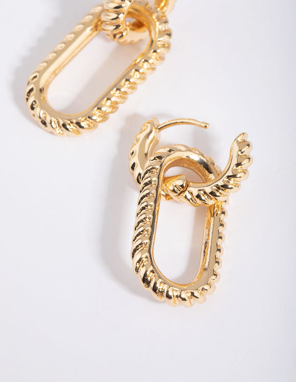 Gold Plated Oval Link Drop Earrings