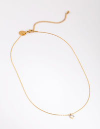Gold Plated Stainless Steel Diamante Necklace - link has visual effect only