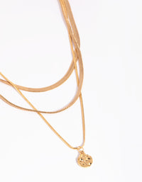 Gold Plated Snake Chain & Disc Necklace Pack - link has visual effect only