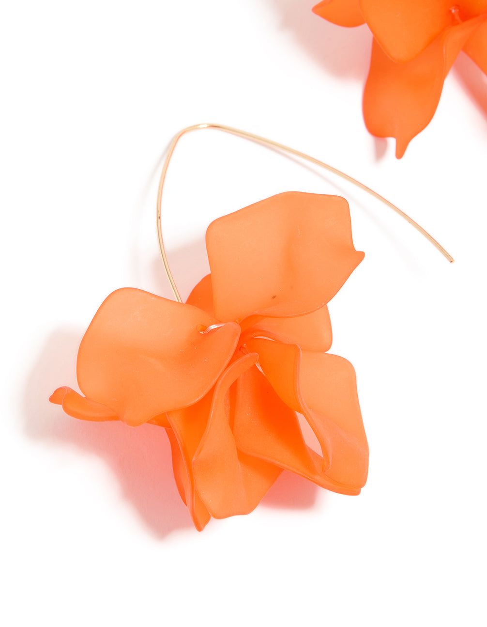 Orange Frosted Flower Drop Earrings
