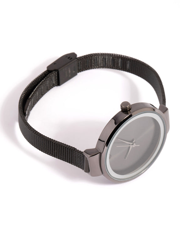 Matte Black Mesh Strap Watch