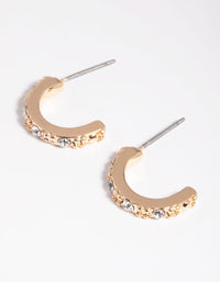 Gold Diamante Huggie Hoop Earrings - link has visual effect only