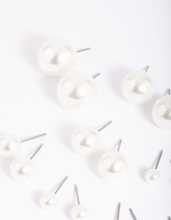 Silver Pearl Stud 8-Pack