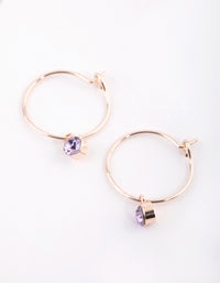 Purple Diamante Huggie Hoop Earrings - link has visual effect only