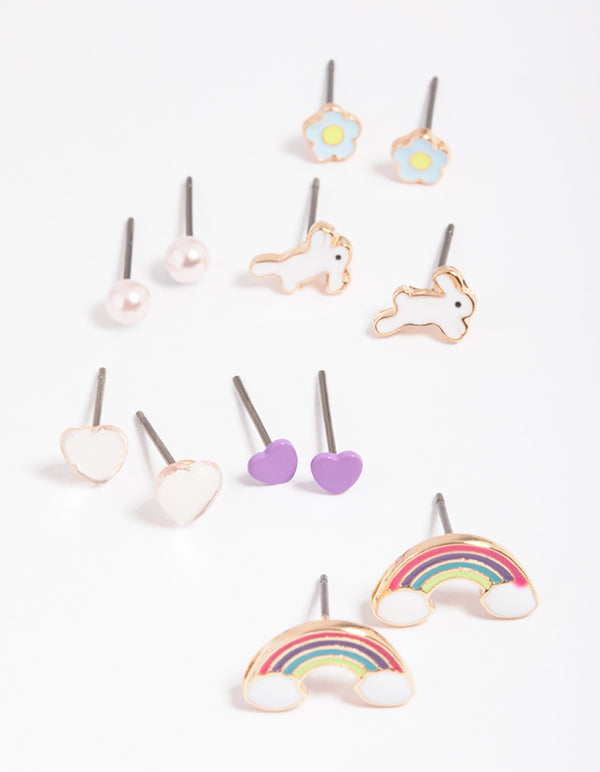 Kids Bunny Garden Stud Earring 6-Pack