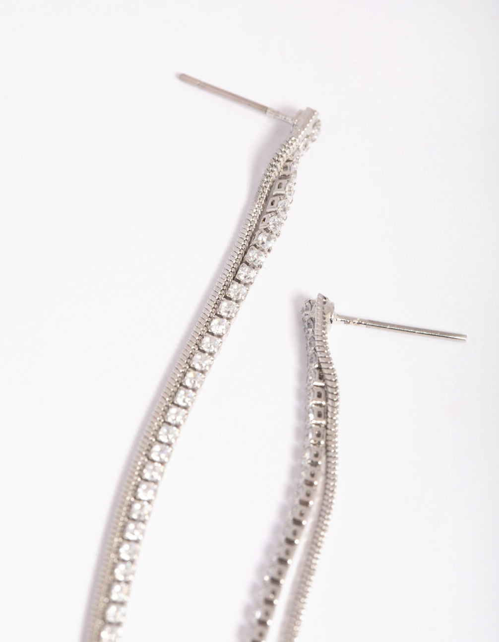 Silver Cubic Zirconia Chain Drop Earrings