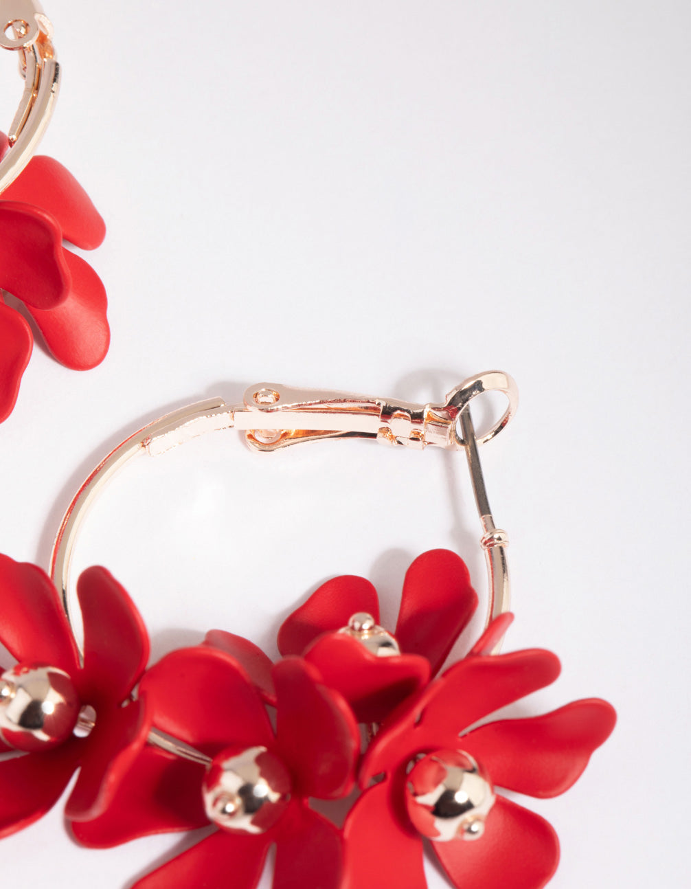 Red Flower Hoop Earrings